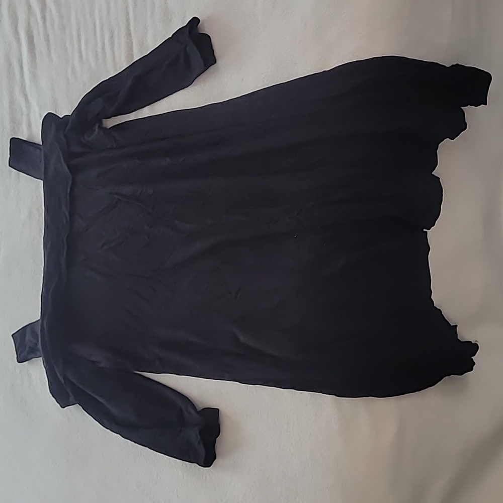 Casual Couture, Black, Large, Off-the-Shoulder, Mid Length Sleeve Shirt